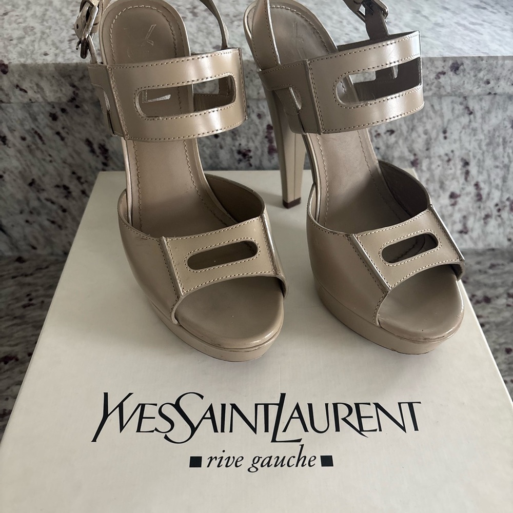 Yves Saint Laurent Beige Platform Heels